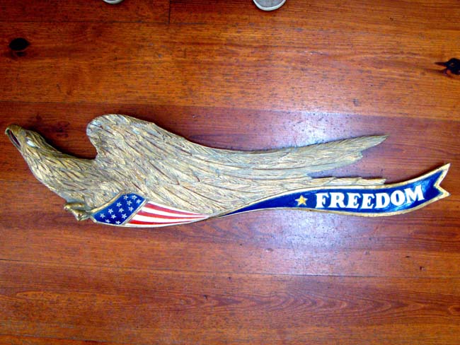 A finely carved American Eagle Plaque with the word FREEDOM on it — image 2